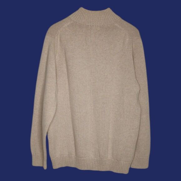 Vintage LL Bean Men's Size Large Beige Heavy Knit  1/4 Zip Pullover Warm Sweater - Picture 7 of 10
